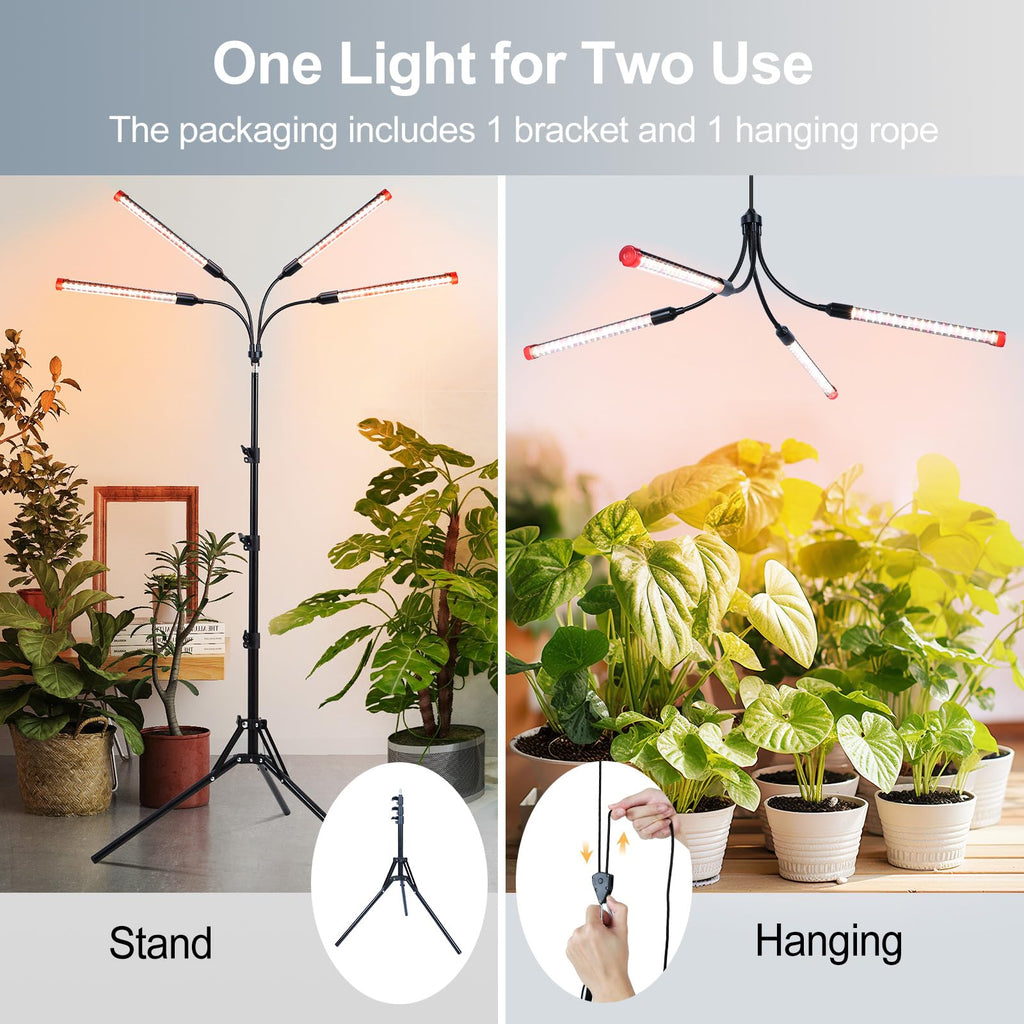 FECiDA Gamechanger 2026 36 Watt Power Draw, NO Need Adapter, 4Head Strong Clip Grow Lights for Indoor Plants with 4/8/12/16/20H Timer, LED Plant Growing Lamps for Houseplants, Bonsai, Seed Starting