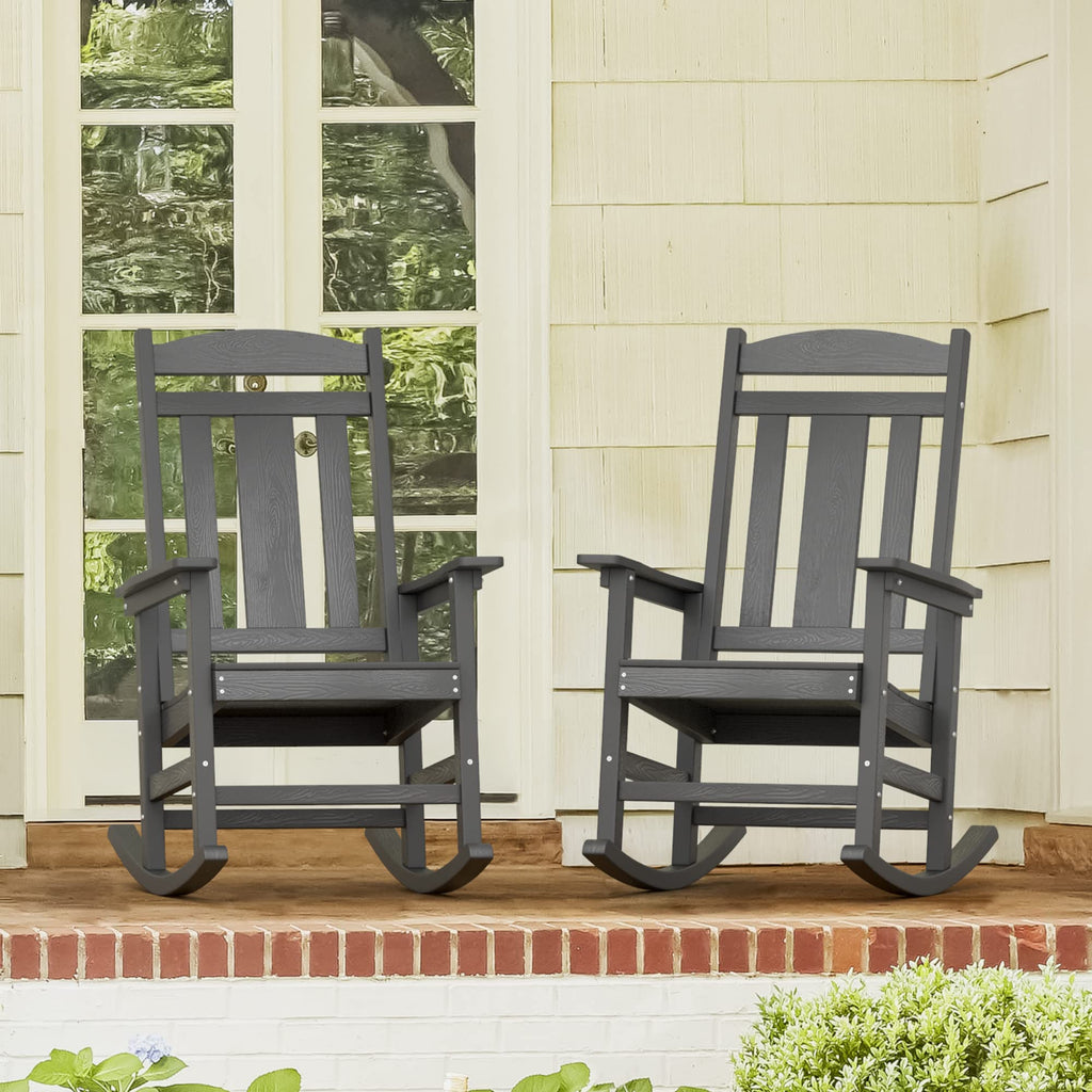 LUE BONA Rocking Chair Outdoor, Weather Resistant HDPS Plastic Rocker Chairs, 350lb Heavy Duty, Oversized Porch Rocker for Adult, High Back Smooth Rocking Chairs for Outdoor & Indoor, Aruba Blue