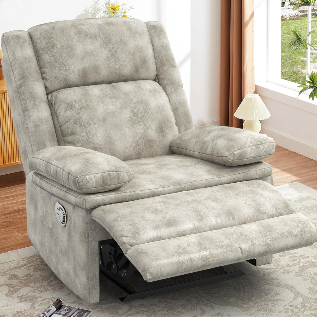 Recliner Chairs for Adults, FSC Certified Massage Reclining Chair with Heated Modern, Ergonomic Lounge Single Reclining Sofa Seat with Cup Holder & Pocket, Living Room Lounge Recliners Black