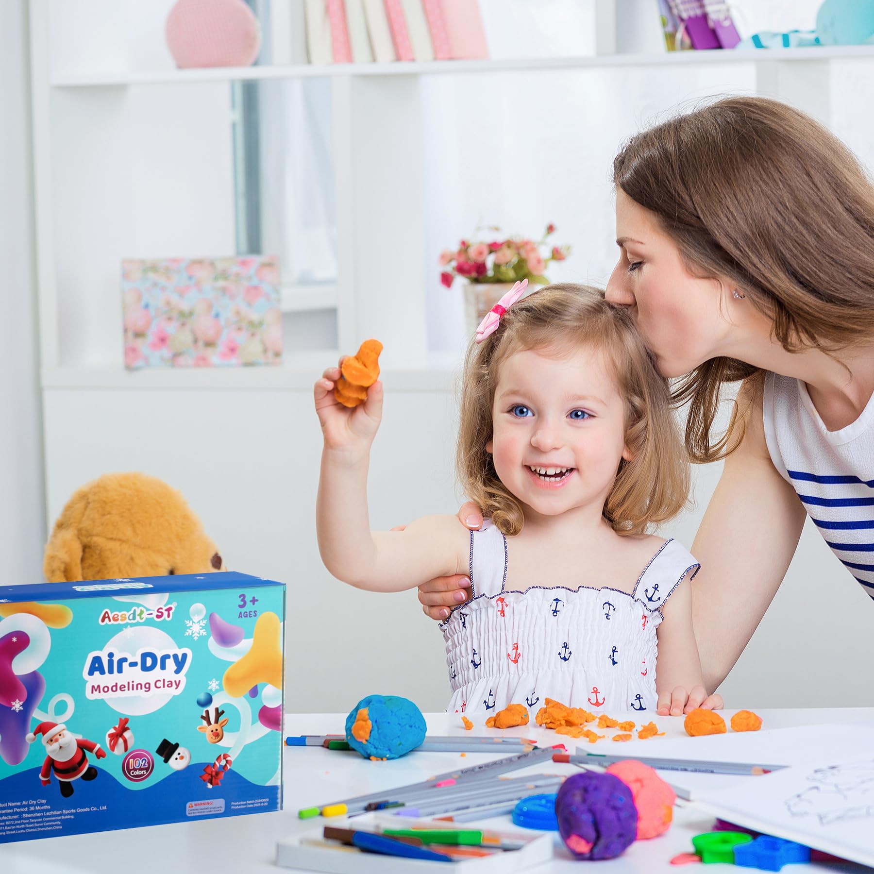 Air Dry Clay 102 Colors, Modeling Clay for Kids, Magic Clay, DIY Molding Clay Kit with Sculpting Tools, Soft and Non-Sticky, Arts and Crafts Gift for Boys Girls Kids