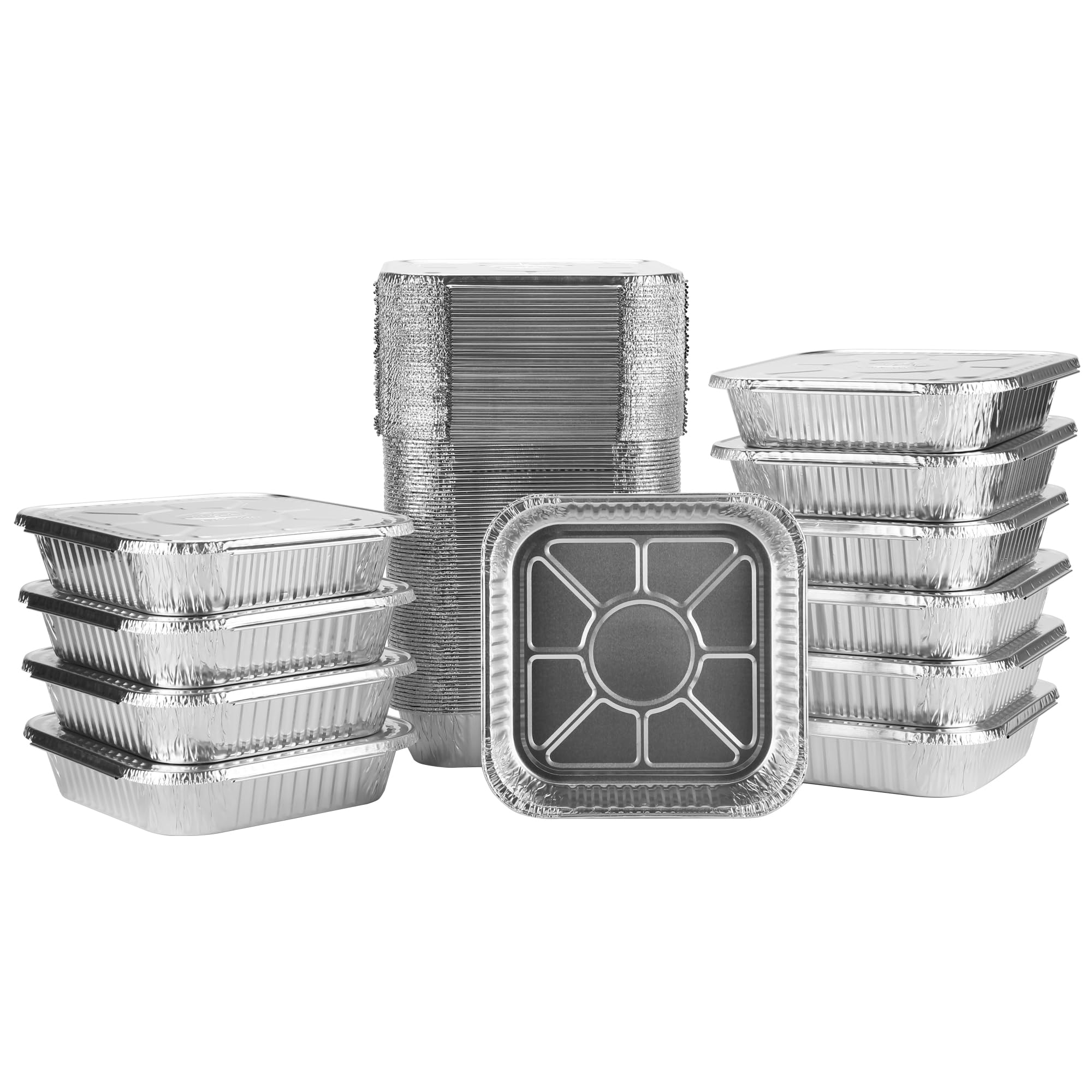 8x8 Aluminum Pans With Lids (10 Pack) 8 Inch Foil Pans With Covers - Cake Pans - Aluminum Square Pans With Lids - Disposable Food container - great For Cake Baking, Cooking, Freezing, Prepping Food