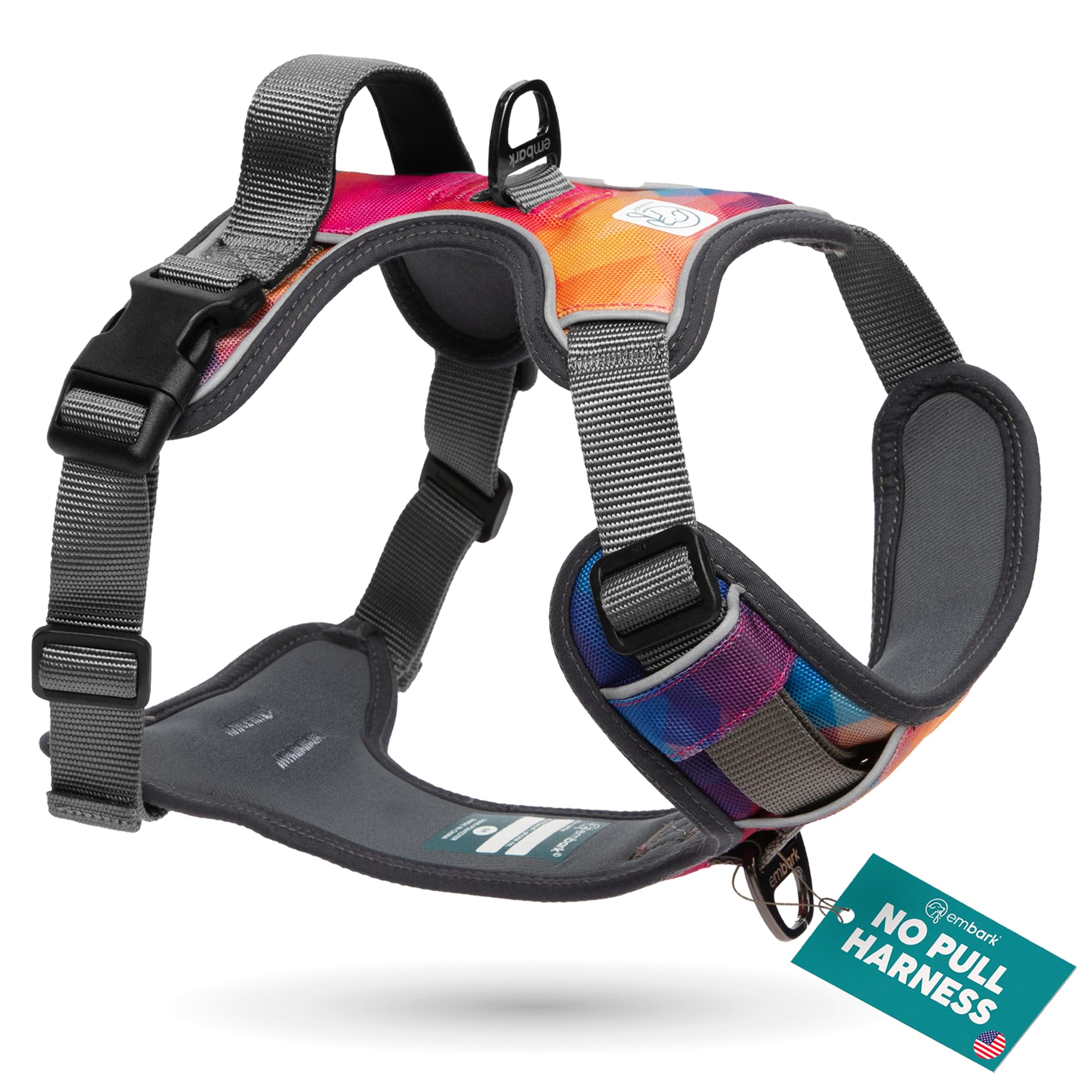 Embark Adventure Dog Harness for Small, Medium & Large Dogs – No Pull, Reflective Trim, Heavy Duty Oxford, 2 Leash Clips, Gel-Lined Handle, Soft Padded