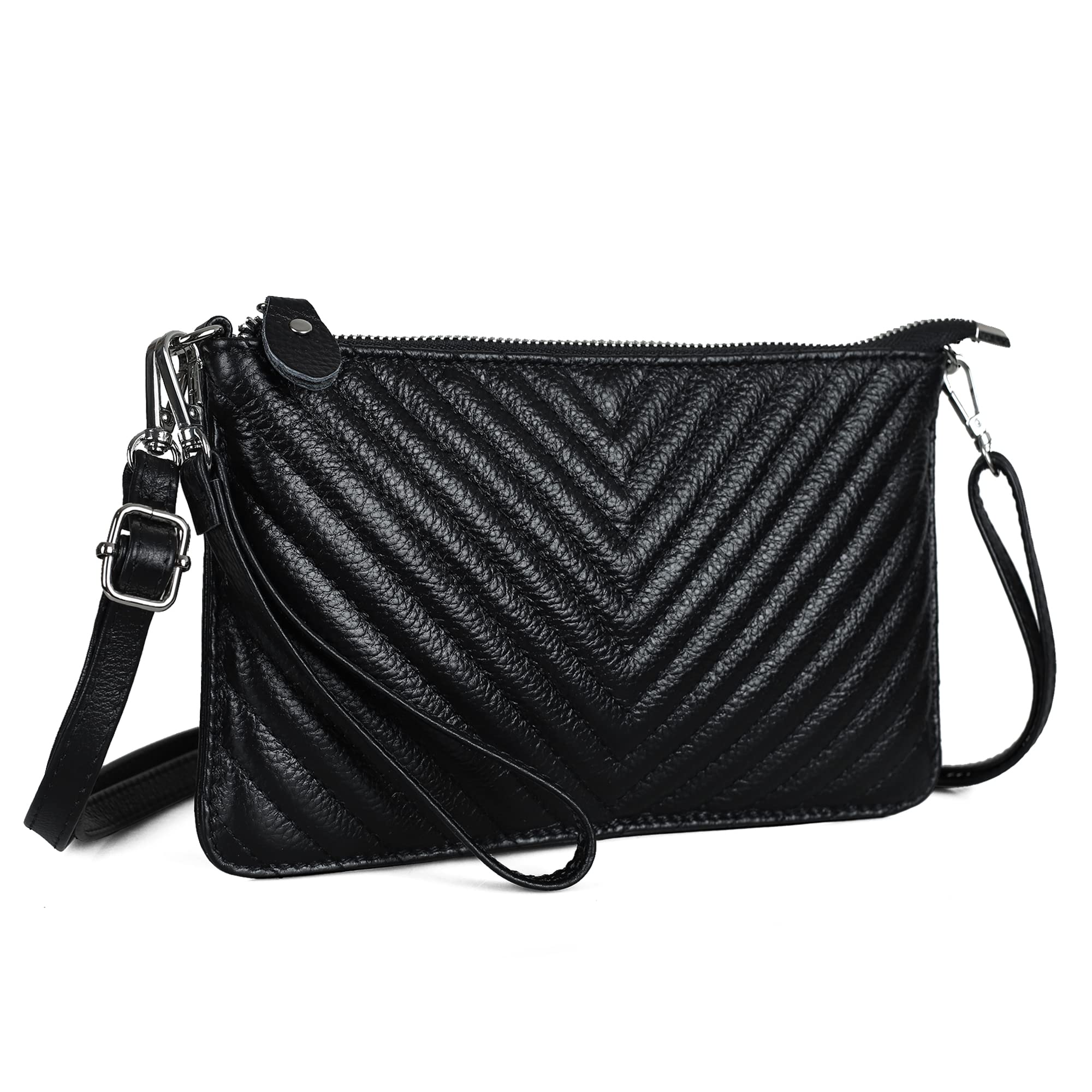 befen Genuine Leather Wristlet Clutch Wallet Purses Small Crossbody Bags for Women with RFID Blocking Card Slots
