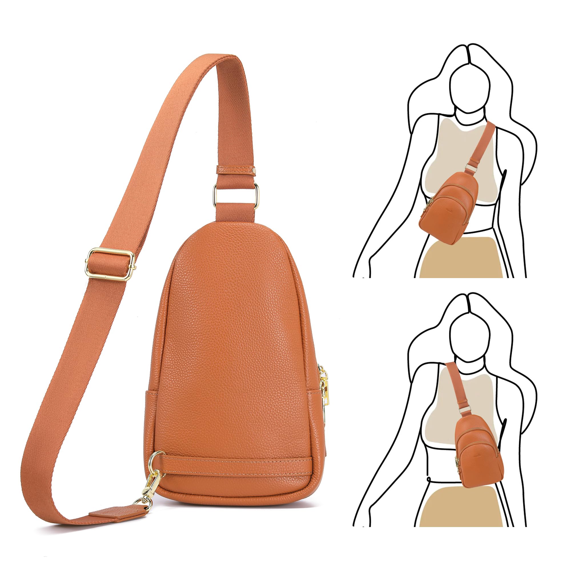 INICAT Small Crossbody Sling Bags Faux Leather Fanny Packs Purses for Women Everyday & Travel