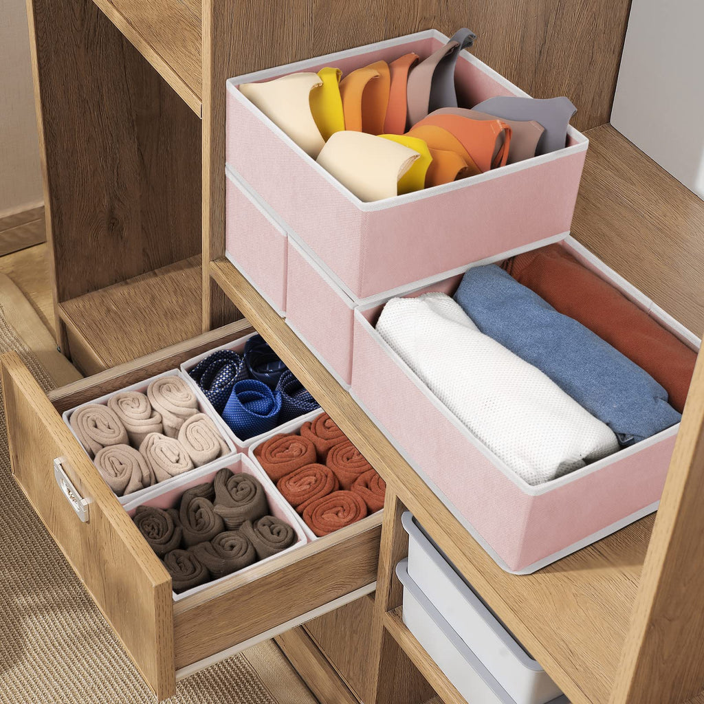 Criusia Drawer Organizer Clothes, 8 Pack Underwear Drawer Organizer, Foldable Cloth Storage Box Closet Organizers and Storage for Clothes, Socks, Scarves, Ties (Beige)