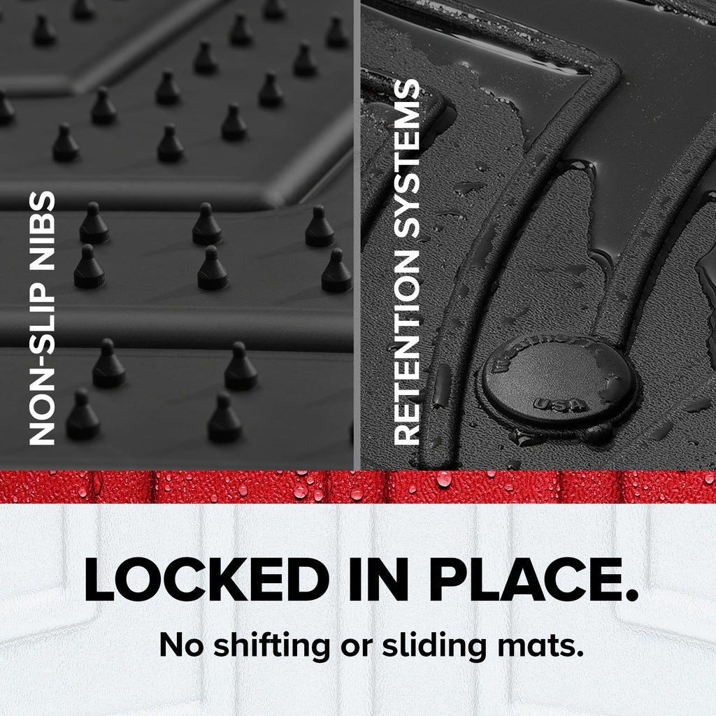 WeatherTech FloorLiner HP Custom Fit Floor Mats for Chevrolet Silverado 2500HD/3500HD, Silverado 1500 LTD, Sierra 1500 Limited - 1st & 2nd Row (441436-1-2IM), Black