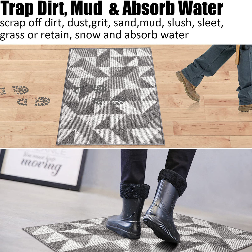 Indoor Doormat 24"x 36", Absorbent Front Back Door Mat Floor Mats, Rubber Backing Non Slip Door Mats Inside Mud Dirt Trapper Entrance Door Rug Carpet, Machine Washable Low Profile-Brown Time Cloister
