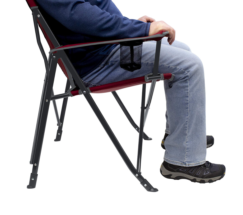 GCI Outdoor Comfort Pro Rocker Camping Chair | Portable Folding Rocking Chair with Durable Armrests & Drink Holder — Blush