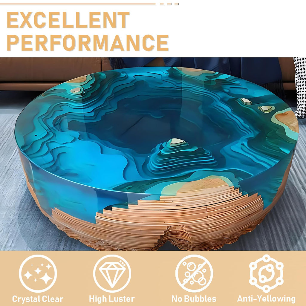 Puduo Epoxy Resin Kit 1.1Gallon，Newly Formulated Crystal Clear Epoxy Resin，Strong, Bubble-Free, Anti-Yellowing Art Resin that，Suitable for Casting, DIY, Resin Art, Molds, Easy to Mix 1:1 Ratio