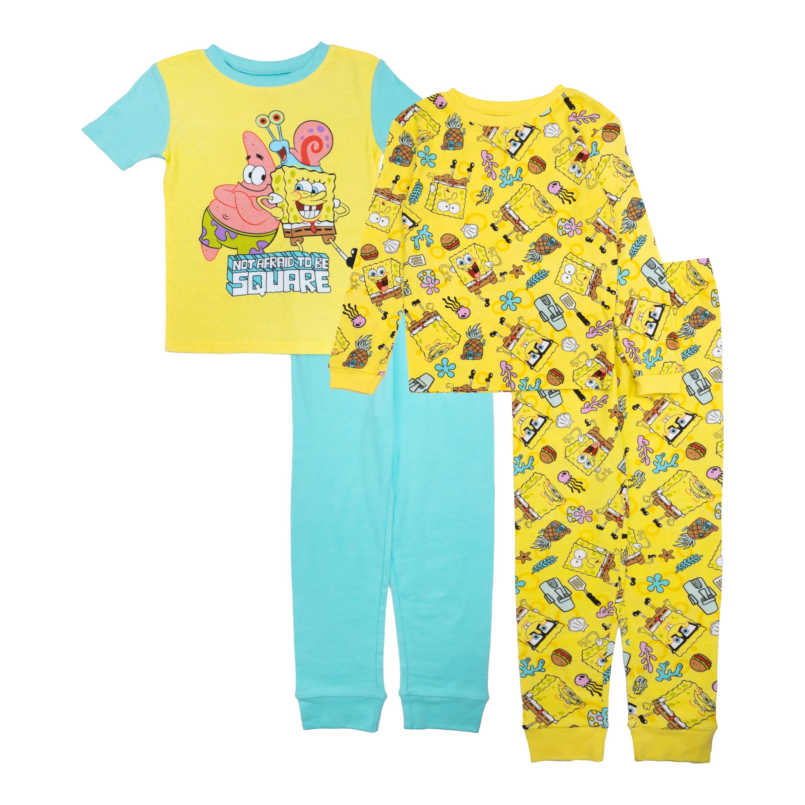 Nickelodeon Boys' 4-piece Snug-fit Cotton Short-Sleeve Matching Pajama Set, Soft & Cute for Kids