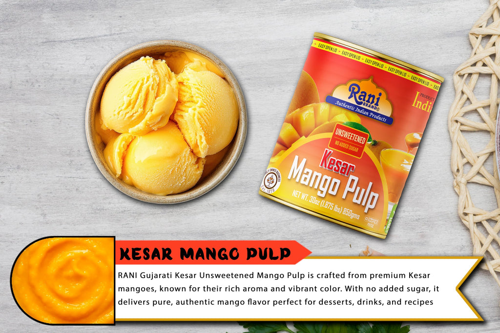 Rani Mango Pulp Puree (Makes Mango Lassi Shakes) Alphonso Sweetened 30oz (1.875lbs) 850g ~ Kosher | All Natural | NON-GMO | Vegan | No colors | Gluten Friendly | Indian Origin