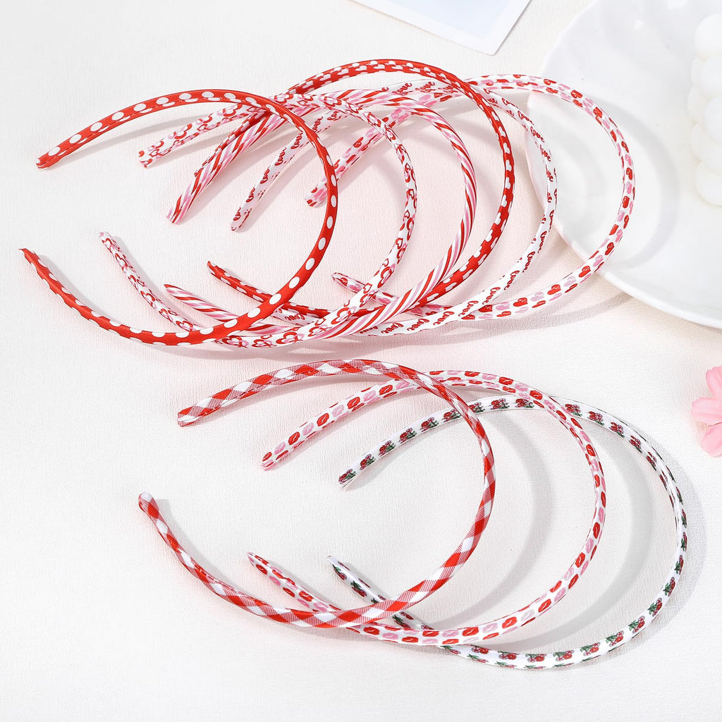 Fishdown Headbands for Girls 12Pcs Thin Head Bands for Girls Hairbands for Toddler Floral Cloth Fabric Covered Headband Birthday Party Favors
