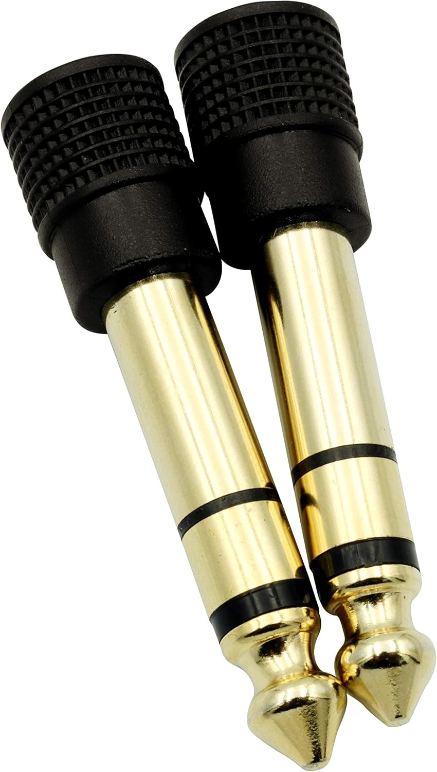 Chadou Audio Adapter 6.35mm (1/4 inch) Male to 3.5mm (1/8 inch) Female Stereo Headphone Connector Gold Plated, 2 Pack