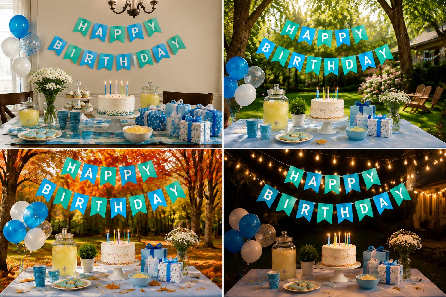 Letjolt Mint Blue Happy Birthday Banner Party Signs 13 Pcs | Supplies for Birthday Party Decorations Nursery Decor
