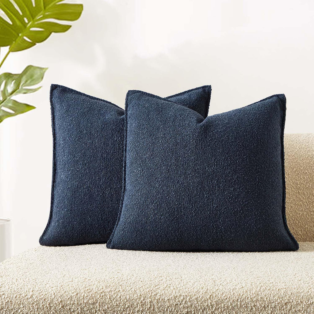 JUSPURBET Pillow Covers Set of 2 Decorative Throw Pillow Covers Case for Couch Sofa Bed Soft Boucle Textured Cushion Covers with Hidden Zipper for Home Decor Living Room 16x16,Beige