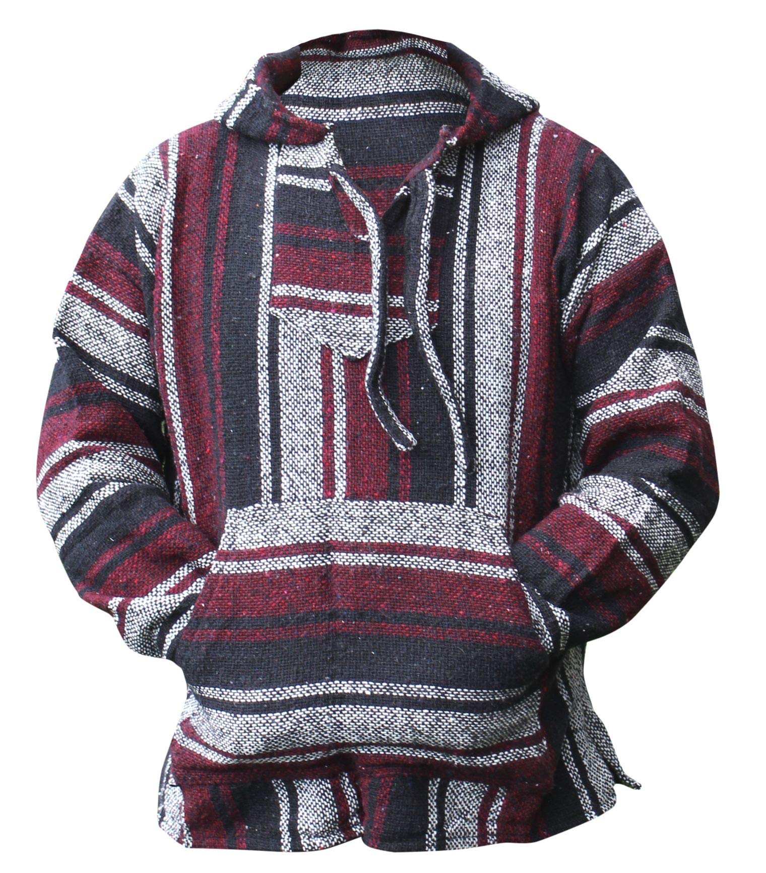Del Mex Mexican Baja Hoodie Hippie Surf Poncho Sweater Sweatshirt Pullover Jerga