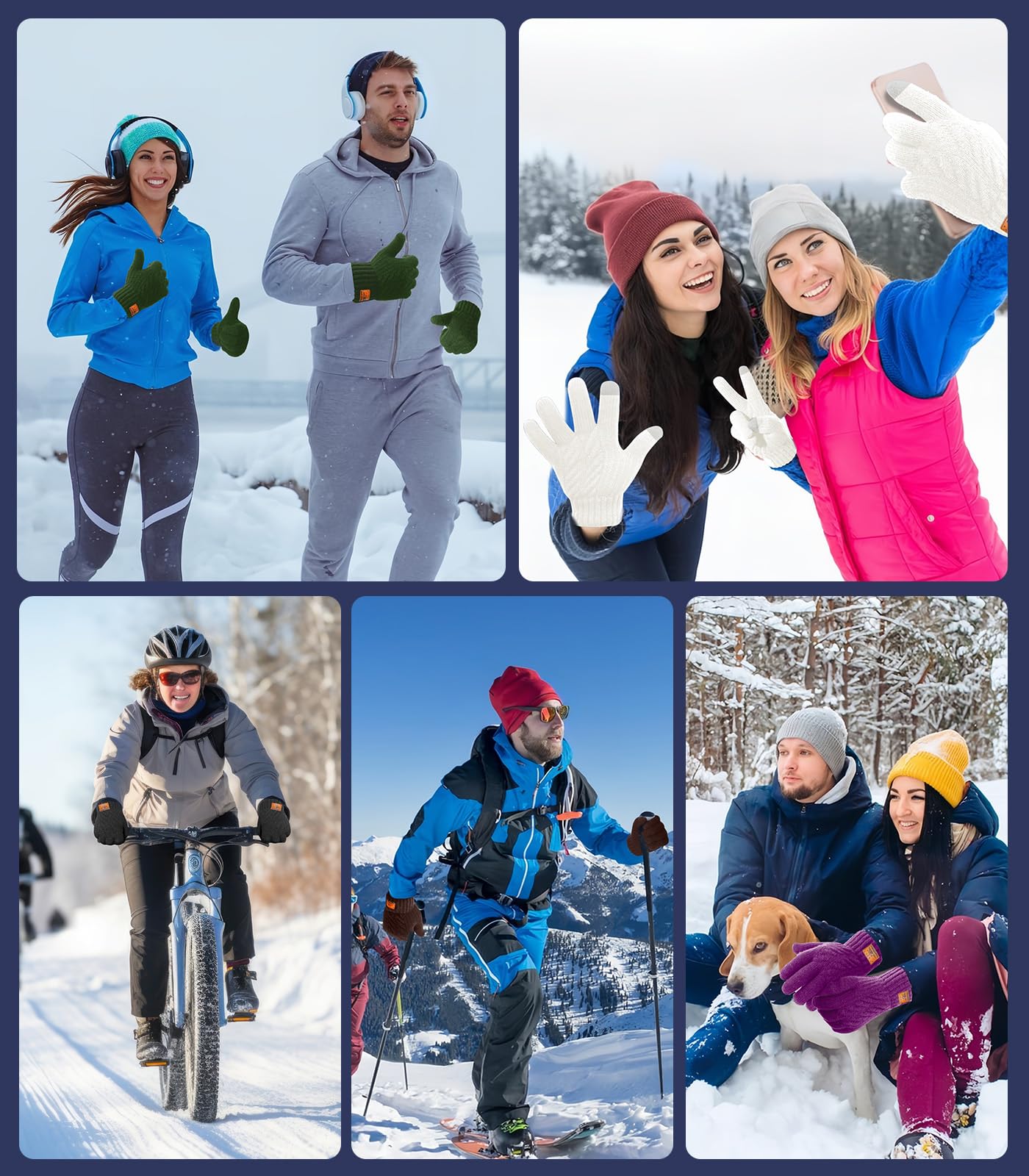 CHENMEI Winter Gloves for Men Women-Warm TouchScreen Cold Weather Gloves,Wool Knit Thermal Adults Gloves for Driving Texting