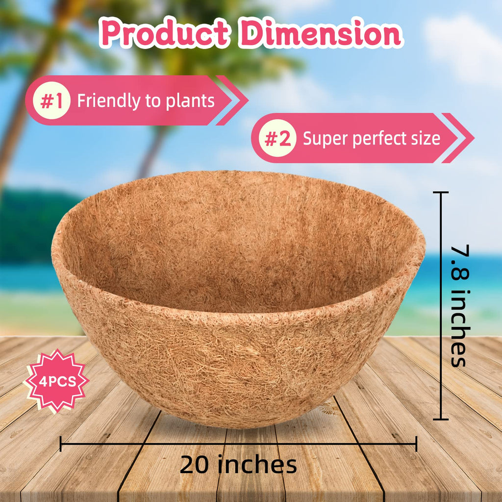 Riare 2 Pack 12 Inch Round Coco Liners Replacement, 100% Natural Coconut Coir Liners for Hanging Baskets, Garden Flower Vegetables Planter Pot, Window Box, Fence, Decks