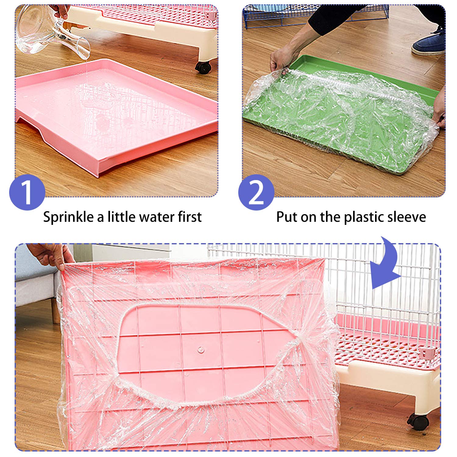 30 pcs Disposable Cage Liners, Clear Plastic Rabbit Cage Liner Bag, Universal Toilet Film for Bunny, Hamster, Totoro, Hedgehog, Guinea Pig and Small Animals(30pcs, 47in)
