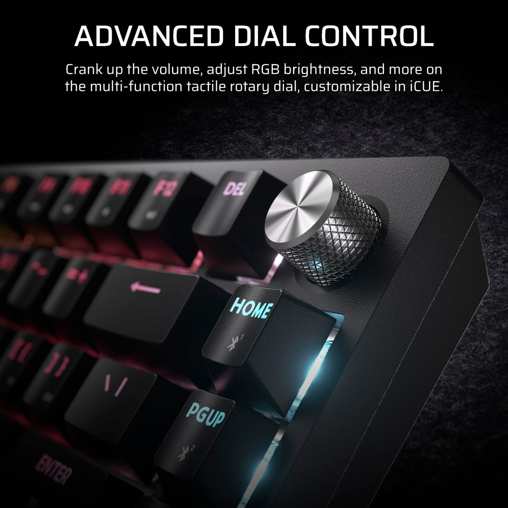 Corsair K65 Plus Wireless 75% RGB Mechanical Gaming Keyboard – Pre-Lubricated MLX Red Linear Switches – PBT Dye-Sub Keycaps – PC, Mac, PS5, PS4, Xbox, iPad – QWERTY NA – Black/Gray