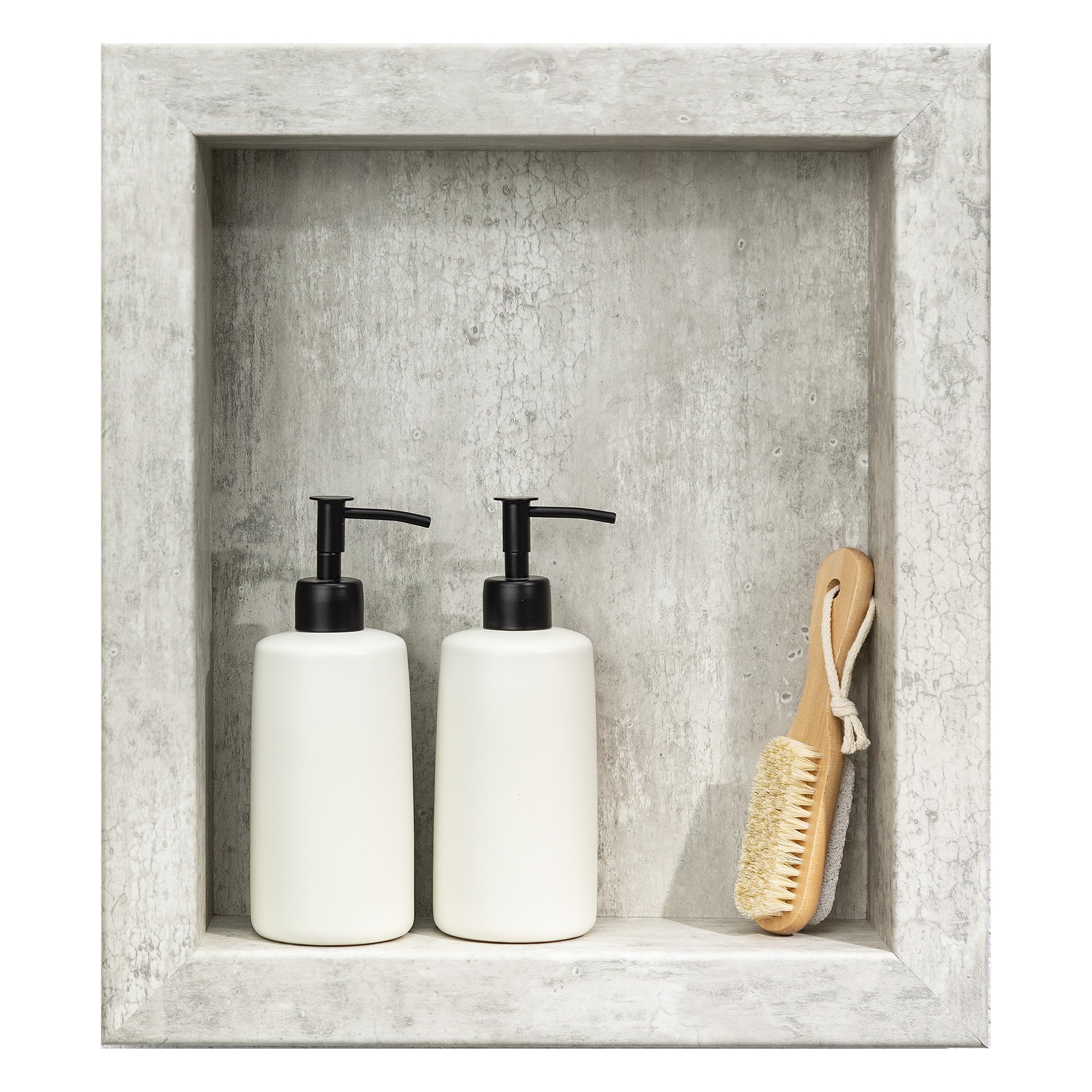 Palisade 17.5 in x 15.5 in Vinyl Shower Niche Ashen Slate | Waterproof Shower Insert