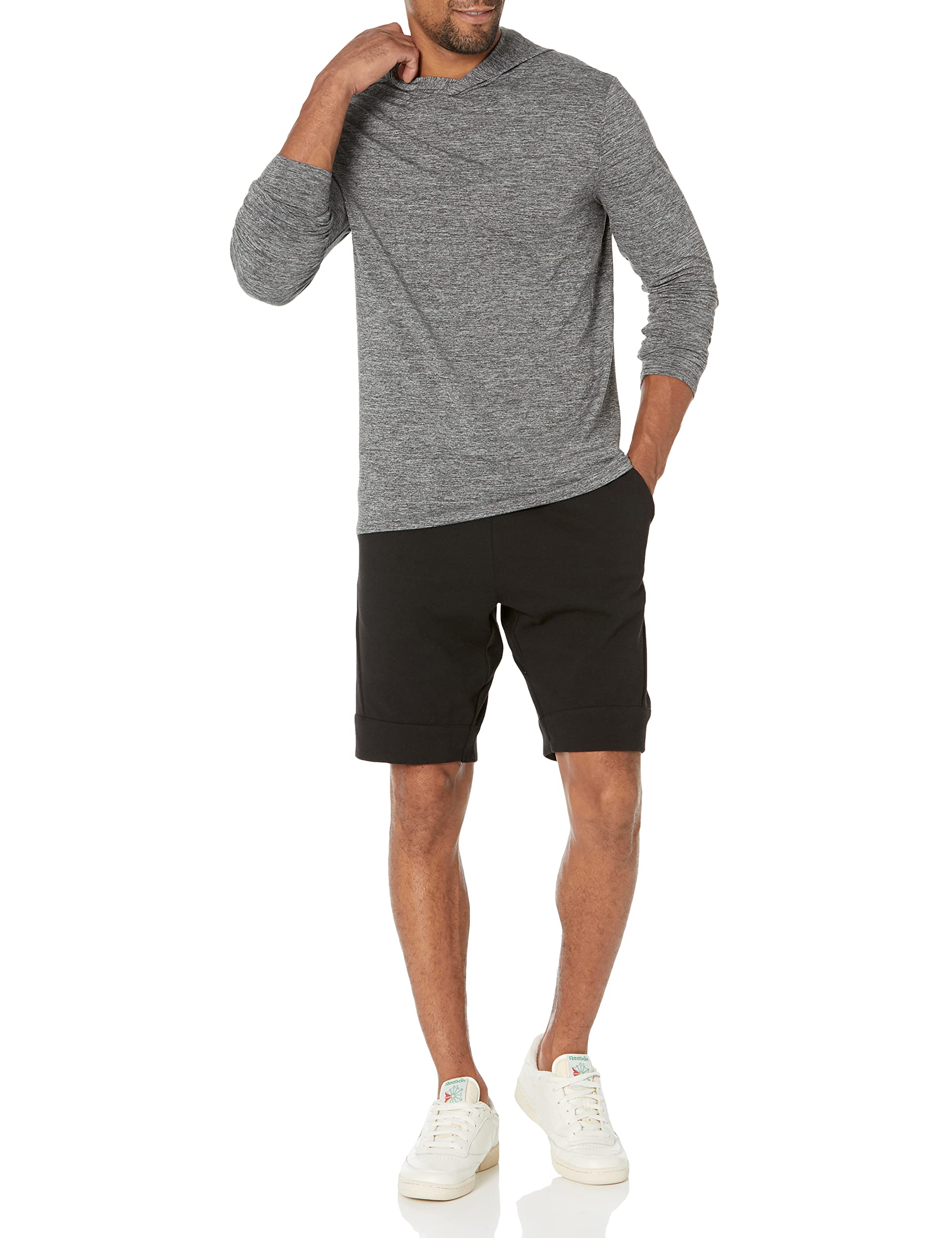 Amazon Essentials Men's Long Sleeve Quick Dry Performance Tech Hooded Workout T-Shirt