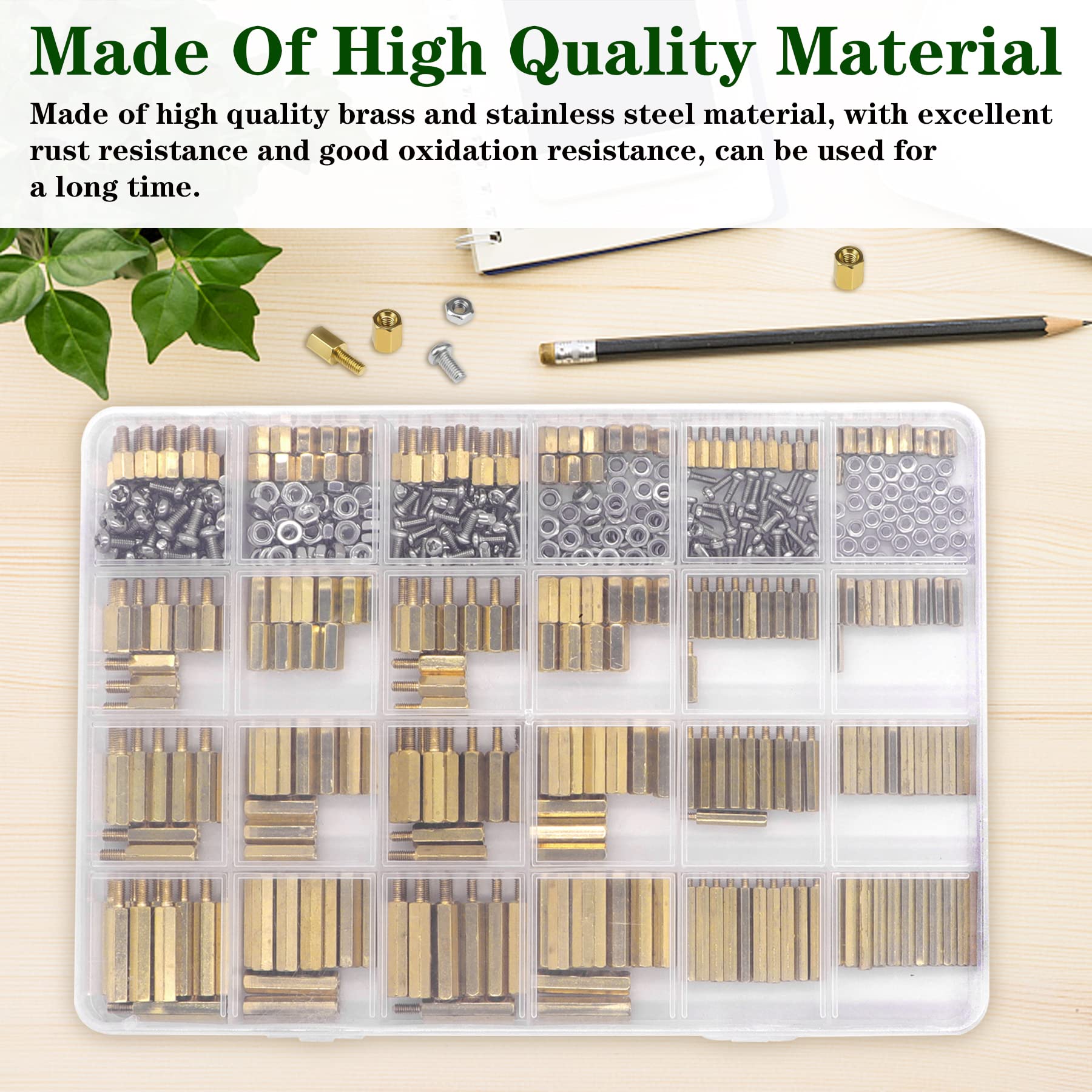 400Pcs M2 Motherboard Standoffs&Screws&Nuts Kit, Hex Male-Female Brass Spacer Standoffs, Laptop Screws for DIY Computer Build, Electronic Projects, Raspberry Pi, Circuit Board etc.