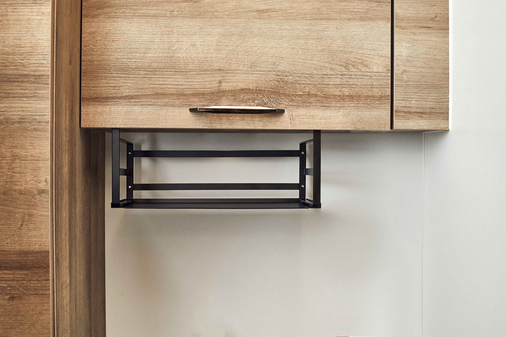 Nxconsu 2 Pack Small Compact Heavy Duty Under Cabinet Organizer, Slide-Under Shelf Basket with Metal Bottom, Hanging Pantry Shelf for Kitchen Cupboard Bookshelf Closet, Holds 15 lbs, Black, 11.02"