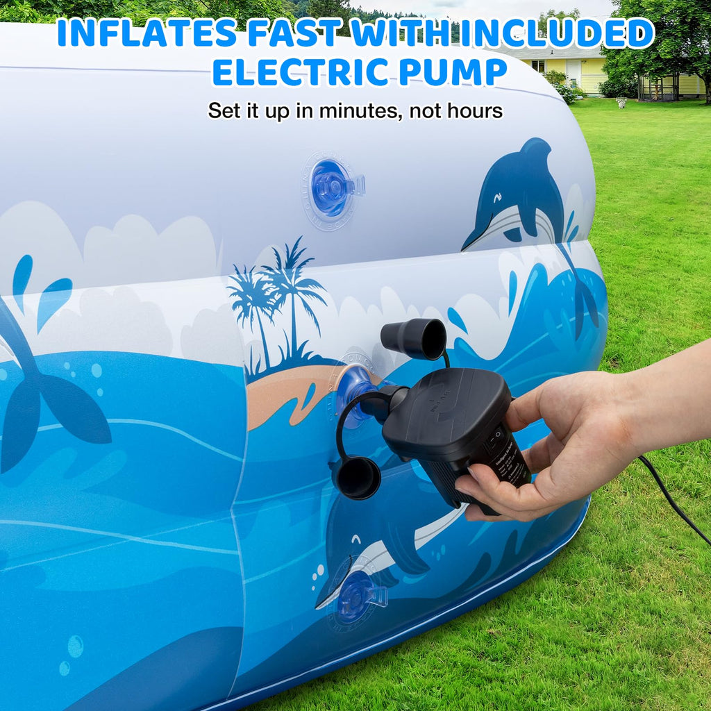 Large Inflatable Pool for Adults & Kids, 120" x 70" x 22" Blow Up Pool, Thickened Full-Sized Family Kiddie Pool for Outdoor Water Play & Summer Fun