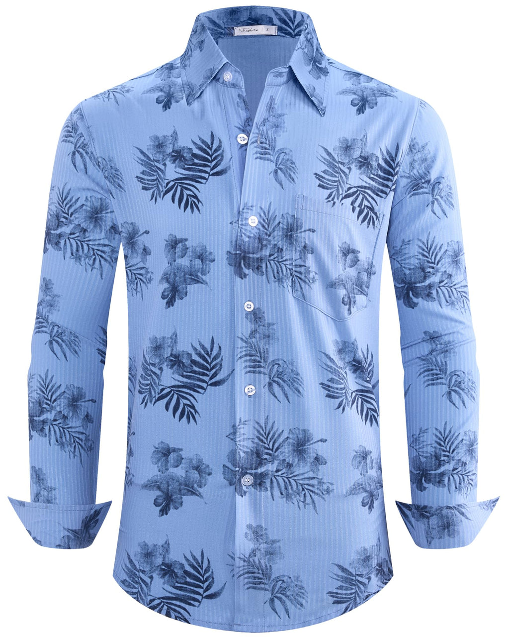 BOJIN Men's Dress Wrinkle-Free Floral Hawaiian Long Sleeve Flower Printed Casual Button Down Shirts with Pocket