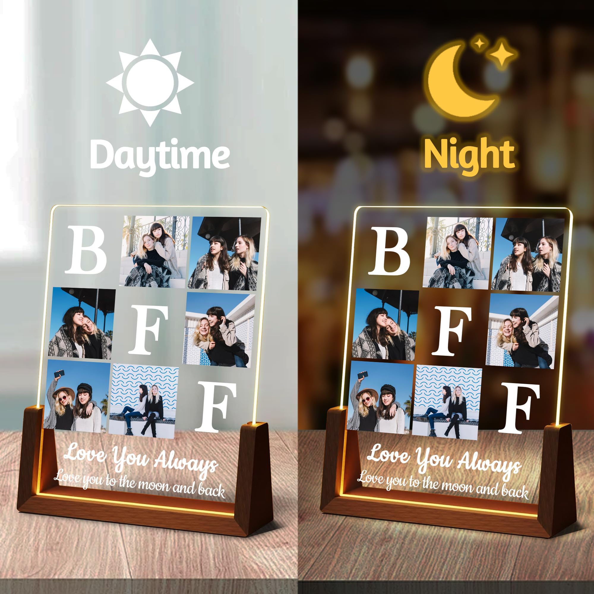 Personalized Fathers Day Birthday Gifts For Daddy Dad From Daughter Son Wife, Custom Acrylic Plaque Light Up Picture Frame, Customized Dad Gifts For Husband Men Papa Fathers Day Christmas