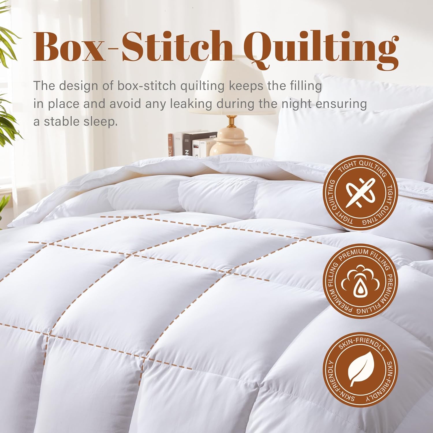 Cosybay Full Feather Down Fiber Comforter - Ultra Soft 100% Cotton Duvet Insert, All Season Hotel Luxury Bedding with Corner Tabs, 82"x86"