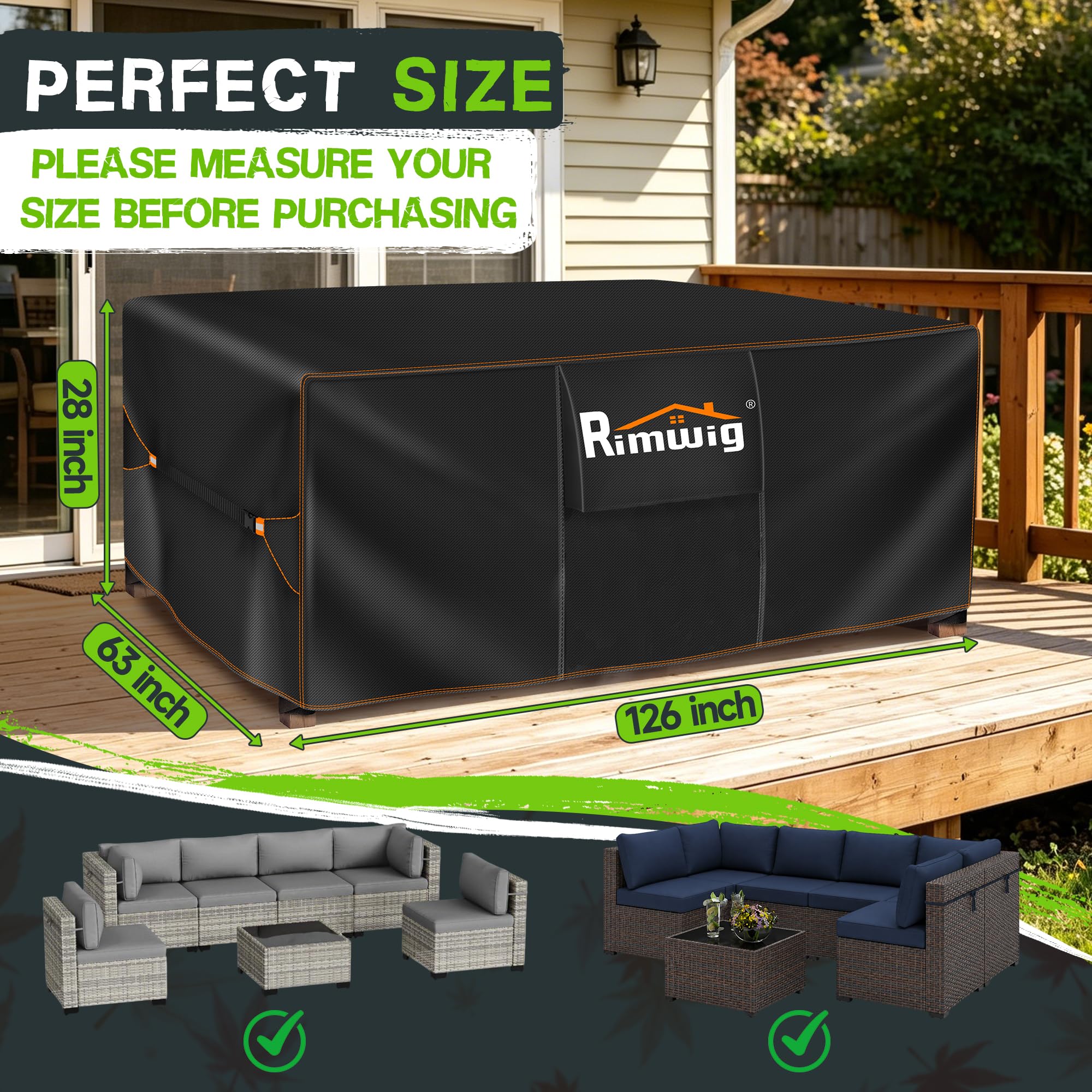 Extra large Patio Furniture Set Covers Waterproof, outdoor furniture covers clearance, Sectional Sofa Couch Set Covers, Outside Table Chair Set Cover Rectangular Heavy Duty 110" L x 57" W x 28" H