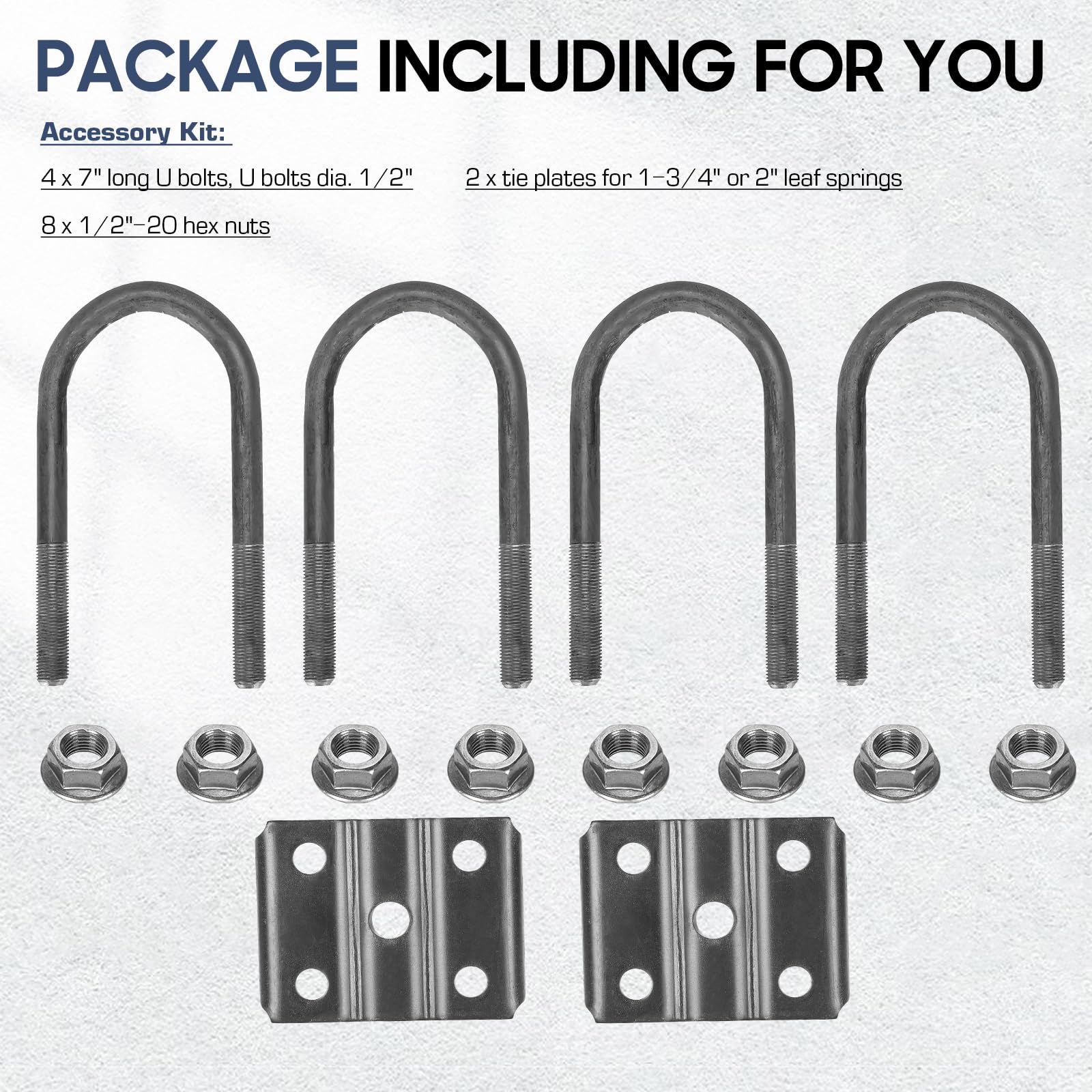 2 Pieces of Replacement for SW4B 4 Leaf Trailer Leaf Spring, 3500lb Single Trailer Axle Suspension Kit, 25-1/4" Length with 1750lb Capacity Double Eyes Leaf Springs and U-Bolt