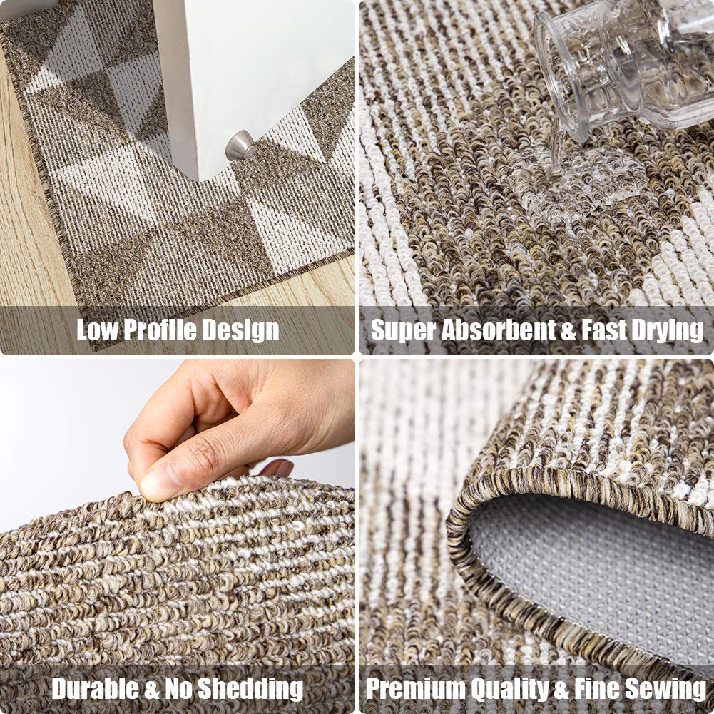 Indoor Doormat 24"x 36", Absorbent Front Back Door Mat Floor Mats, Rubber Backing Non Slip Door Mats Inside Mud Dirt Trapper Entrance Door Rug Carpet, Machine Washable Low Profile-Brown Time Cloister