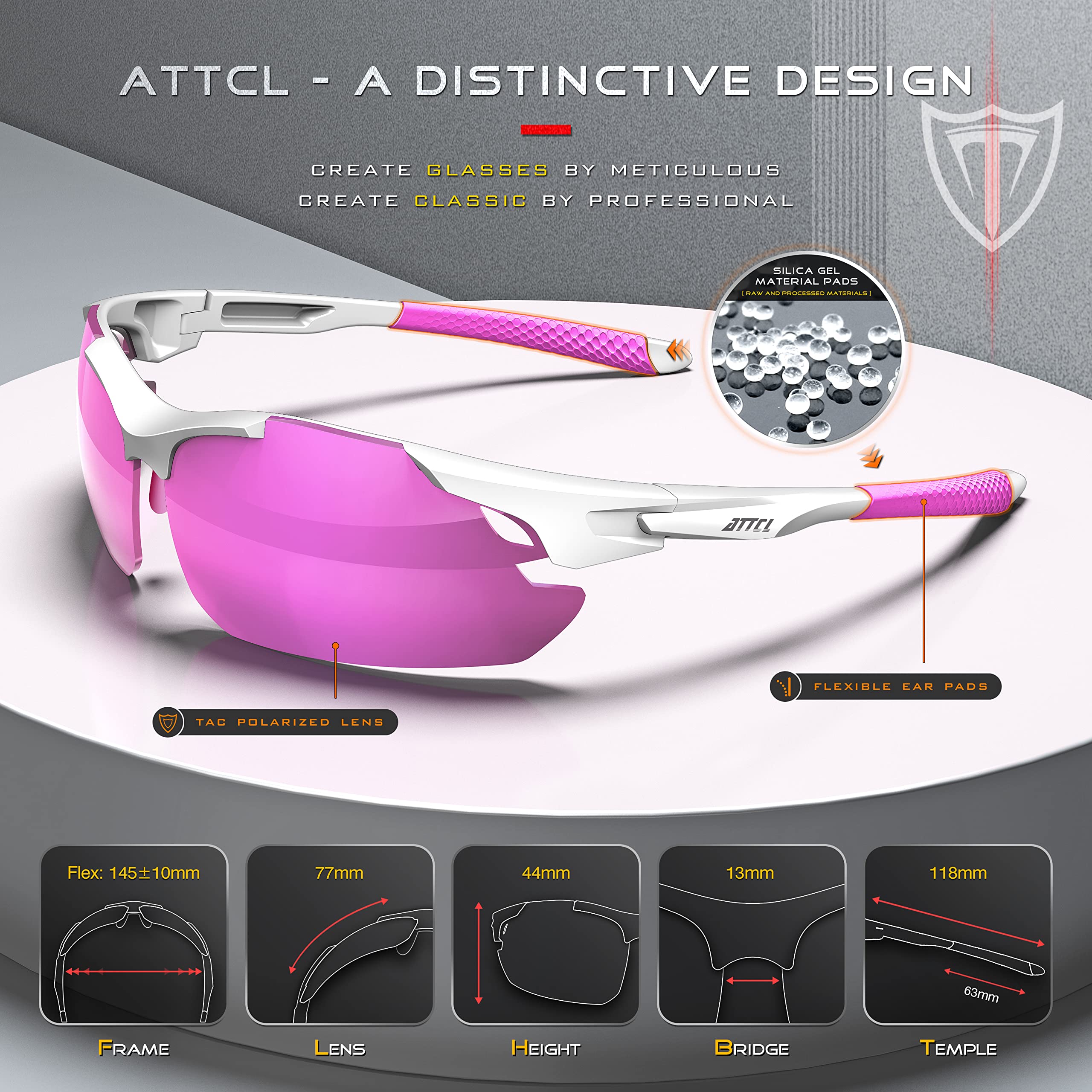 ATTCL 22g Polarized Sunglasses Men Sports: Secure Fit Wrap Around TR90 Frame Ultra-Light UV Protection for Running Fishing
