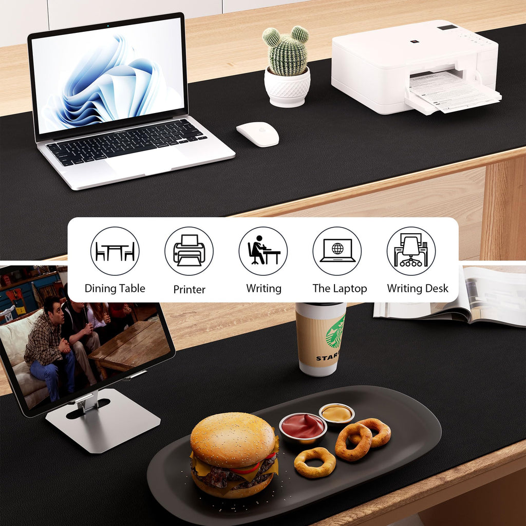 Aothia Leather Desk Pad Protector - Large Mouse Pad, Office Mat, Non-Slip PU Leather Blotter, Laptop Desk Pad, Waterproof Writing Pad for Office and Home (Beige, 38" x 13.7")
