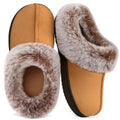 HomeTop Women's Classic Microsuede Memory Foam Slippers Durable Rubber Sole with Warm Faux Fur Collar