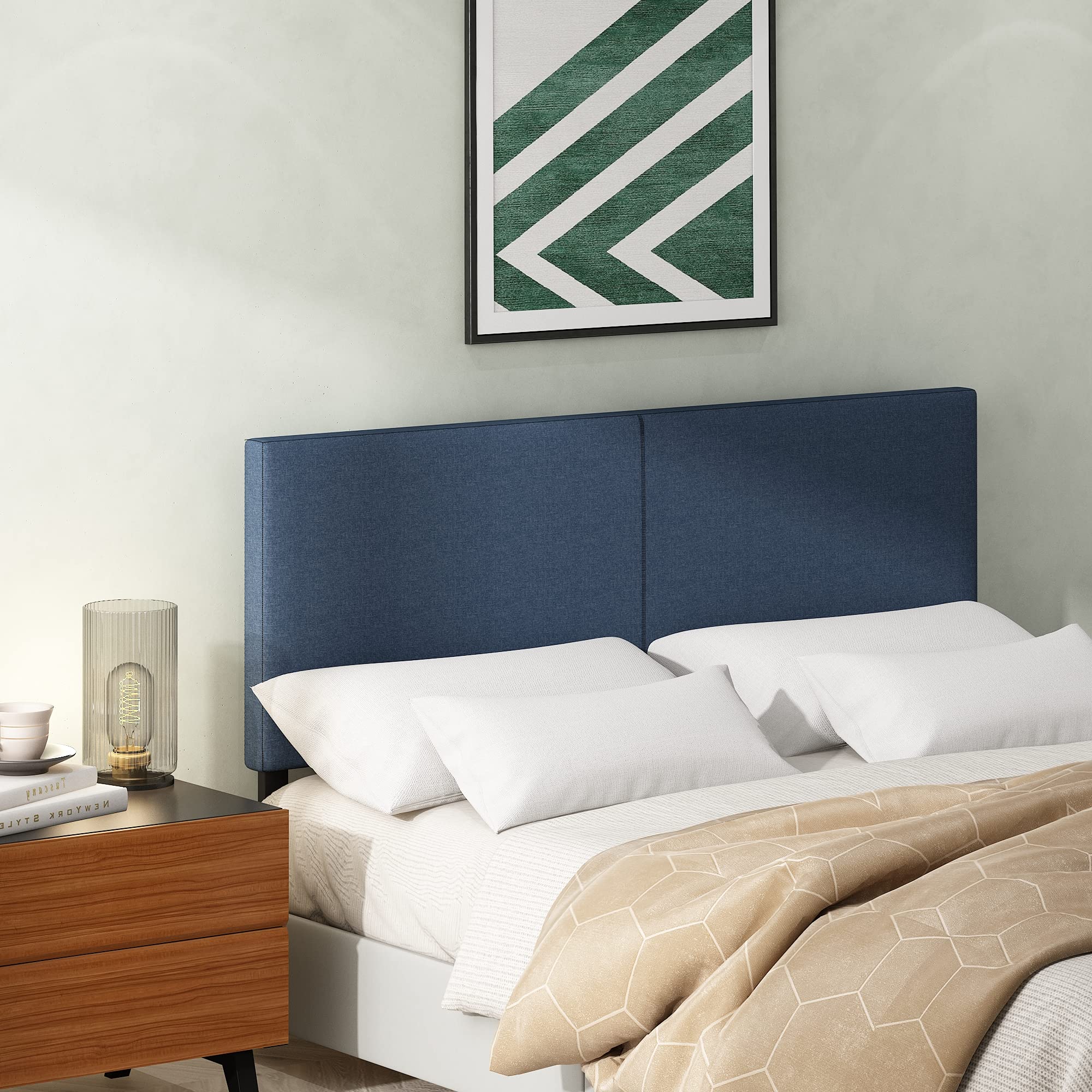 FURINNO Roanne Tufted Headboard, Twin, Black