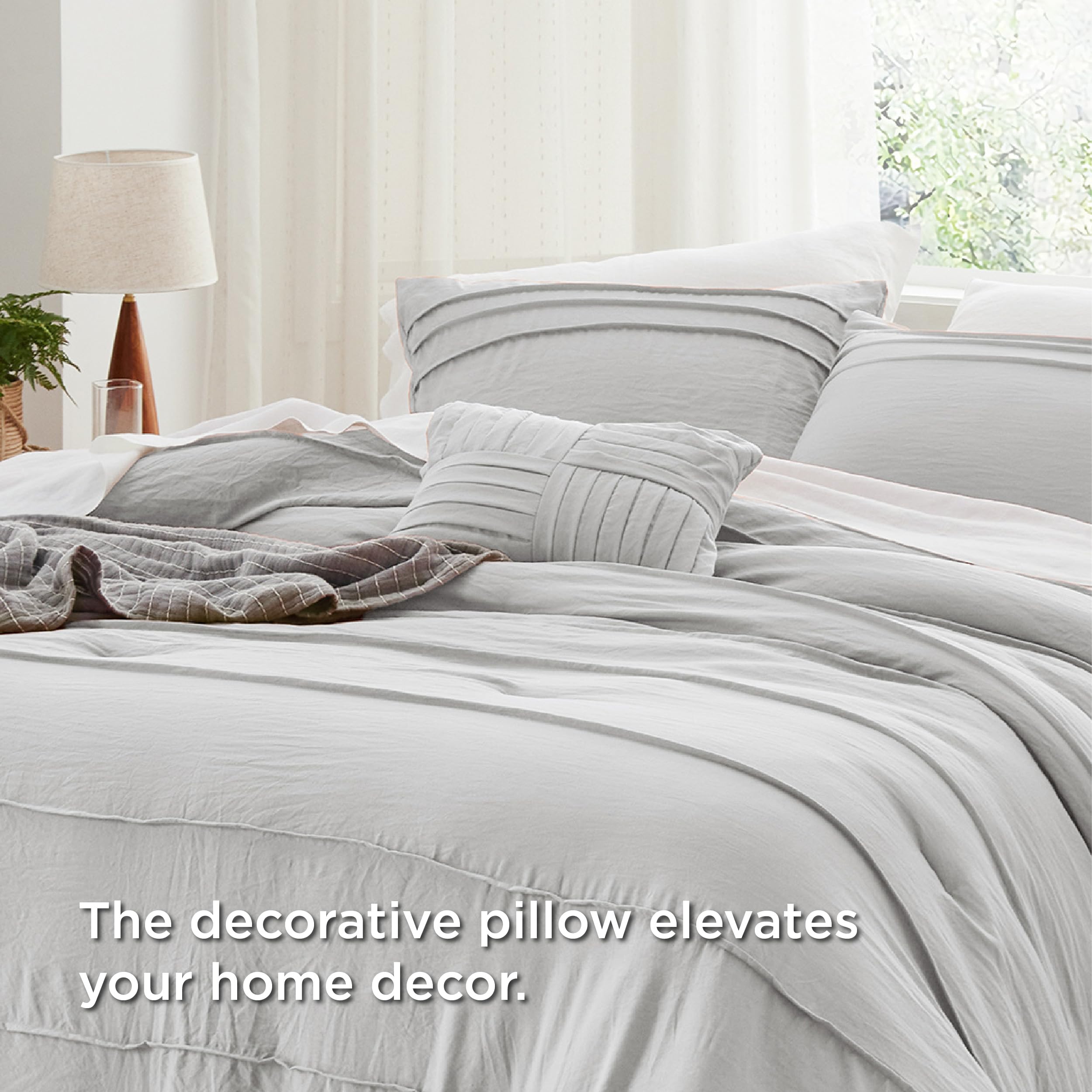 Bedsure Twin Comforter Set - 3 Pieces Pinch Pleat Bed Set, Beige Boho Bedding for All Season, 1 Soft Comforter, 1 Pillowcase, 1 Decorative Pillow