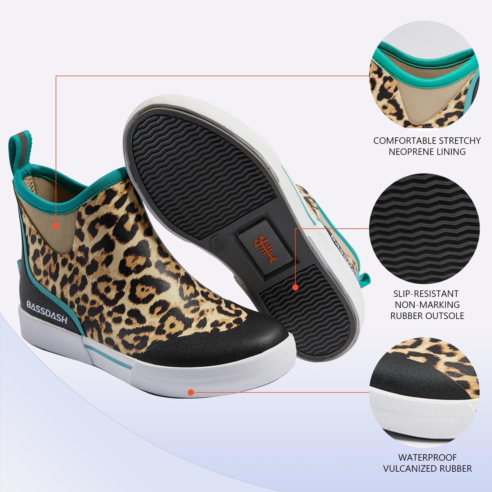 BASSDASH Womens 4.5” Waterproof Deck Ankle Rain Boots Anti-Slip Neoprene Rubber Garden Fishing Boots