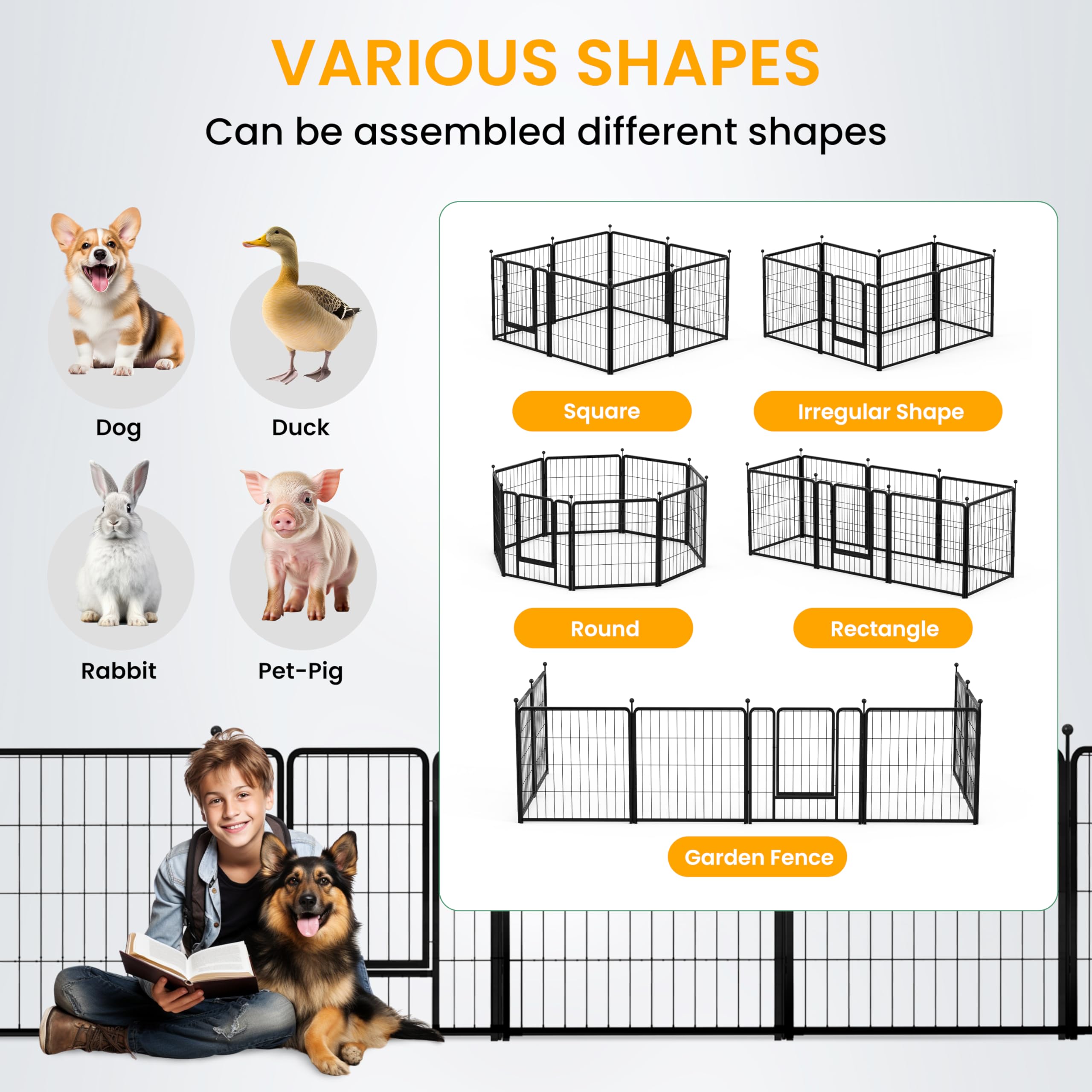 Dog Playpen 24 Inch 8 Panels, Ideal Dog Fence for Puppy/Small Dogs Indoor & Outdoor Bliss, Perfect Dog Pen for Camping, Yard, RV, Garden Fence, Black