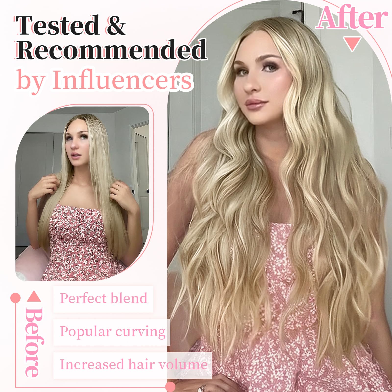 KooKaStyle Clip in Synthetic Hair Extensions Long Wavy 4PCS Thick Hairpieces Balayage Chocolate Brown to Caramel Blonde 10H26 Fiber Double Weft Natural Hair Extensions 16 Inch for Women