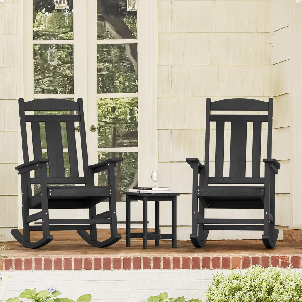 LUE BONA Rocking Chair Outdoor, Weather Resistant HDPS Plastic Rocker Chairs, 350lb Heavy Duty, Oversized Porch Rocker for Adult, High Back Smooth Rocking Chairs for Outdoor & Indoor, Aruba Blue