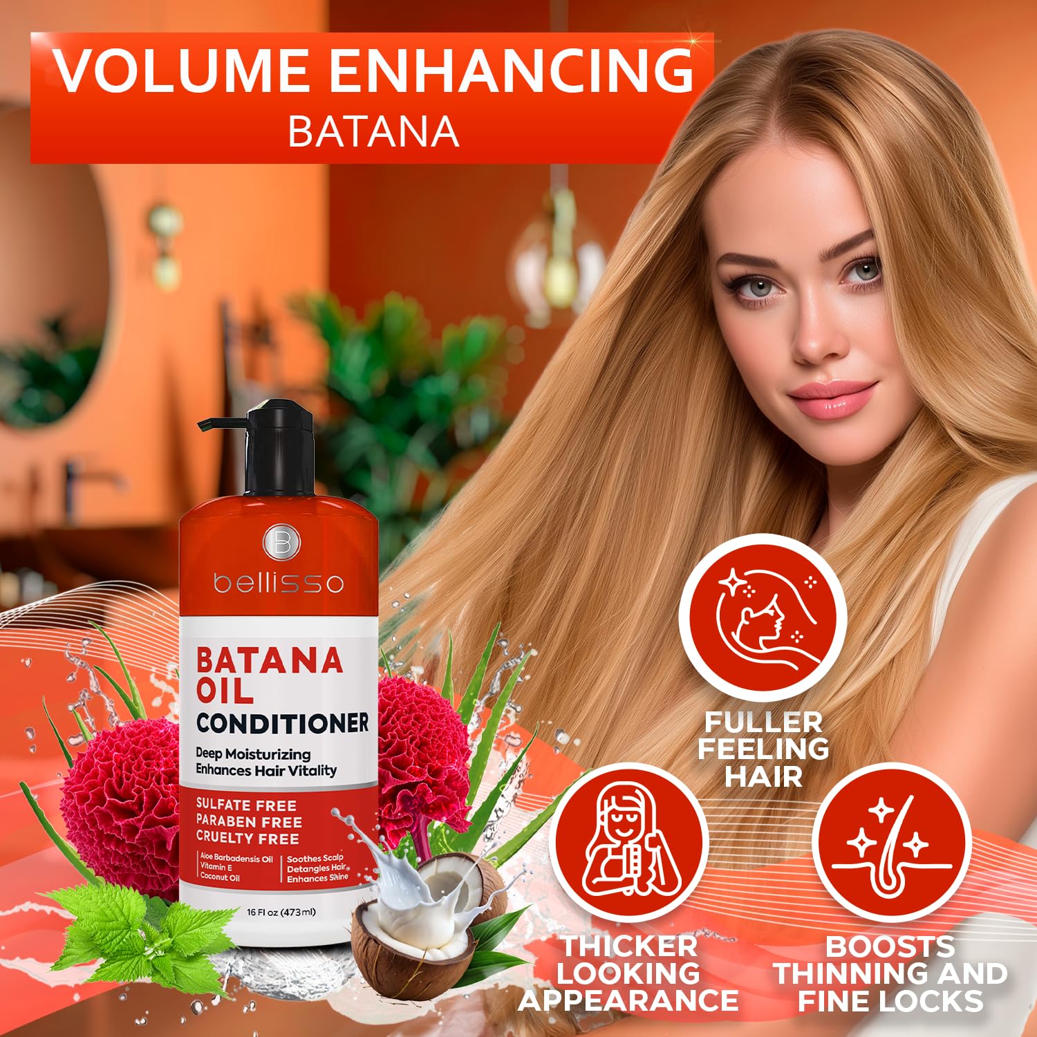 Apple Cider Vinegar Conditioner - Sulfate Paraben and Silicone Free - For Dry, Damaged and Oily Hair - Anti Dandruff Product for Fine Itchy Scalp Build Up - Cleansing Treatment for Women and Men