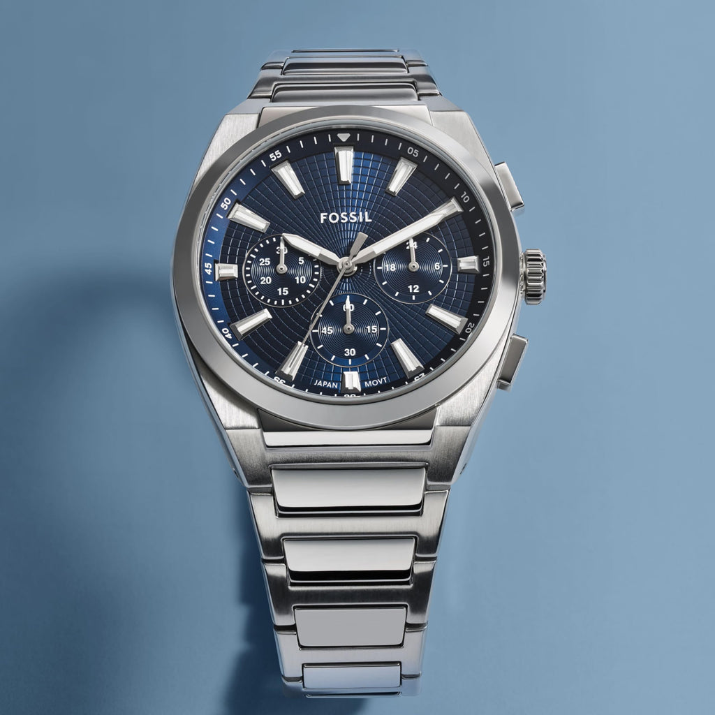 Fossil Men's Everett Quartz Stainless Steel Watch, Three-Hand Watch for Men