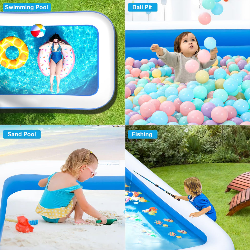 Large Inflatable Pool for Adults & Kids, 120" x 70" x 22" Blow Up Pool, Thickened Full-Sized Family Kiddie Pool for Outdoor Water Play & Summer Fun