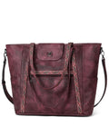 FADEON Large Laptop Tote Bag for Women Designer Leather Laptop Bag Fashion Travel Backpack Purse Shoulder Handbag