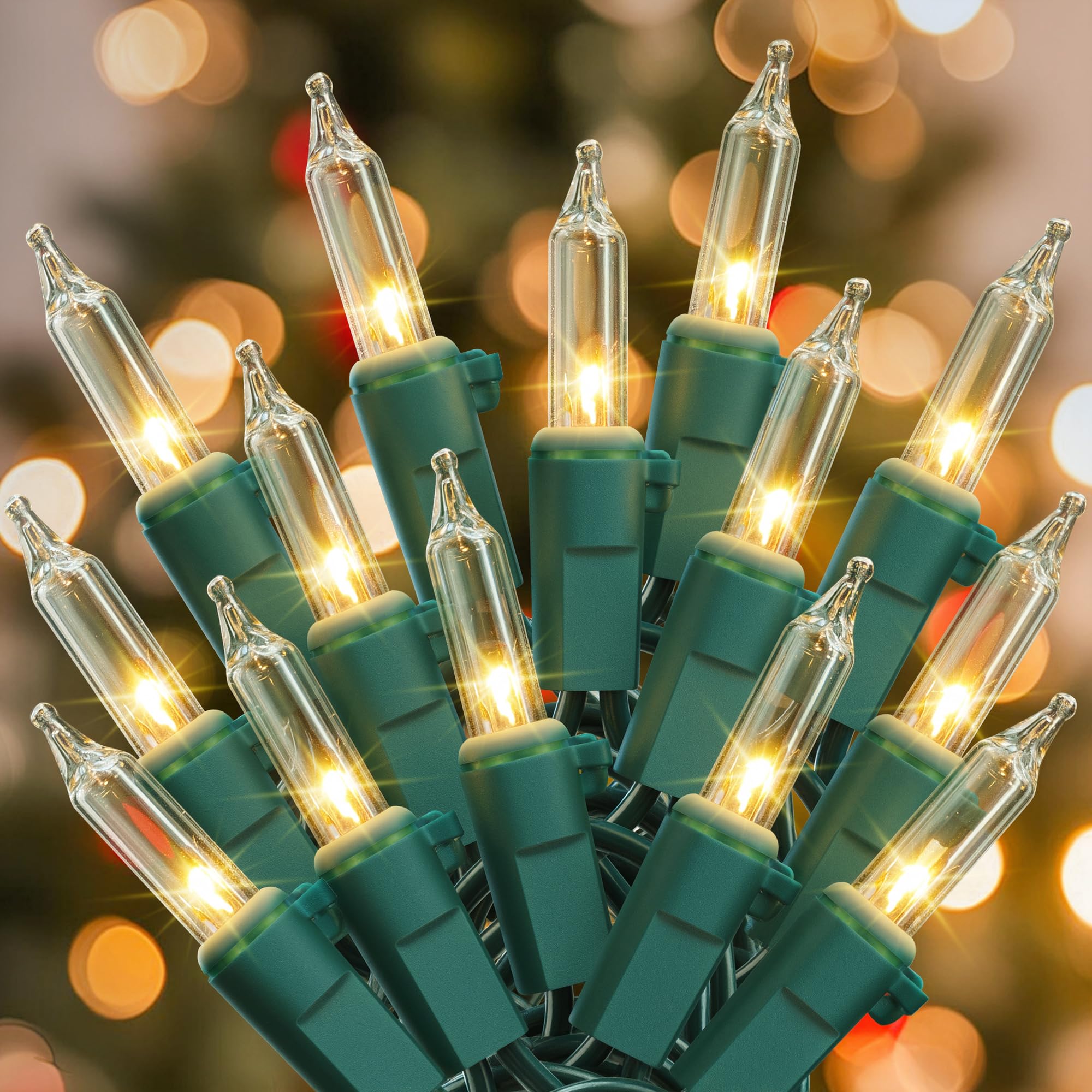 Christmas Lights Indoor Outdoor, 2PACK 13FT 50-count Lights Incandescent Mini valentine's day String Light, 120V Certified Green Wire Light for Xmas Tree, Patio, Holiday, Party, Home, Garden Decor,Red