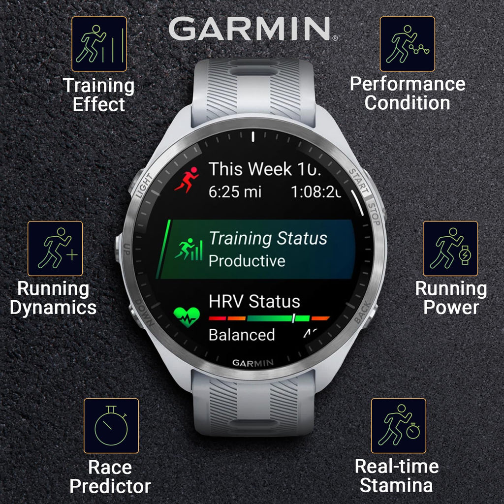 Garmin Forerunner 965 Premium GPS Running and Triathlon 47 mm Smartwatch with AMOLED Touchscreen Display, Carbon Gray DLC Titanium Bezel and Yellow Silicone Band + Black Earbuds Bundle